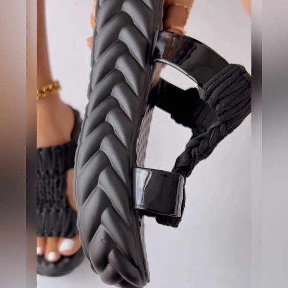 Summer Soft Sole Braided Sandals - Women's Solid Color Platform - Picture 3 of 15